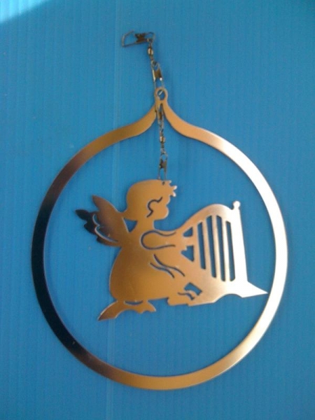 Harfenengel im Ring Edelstahl elektropoliert